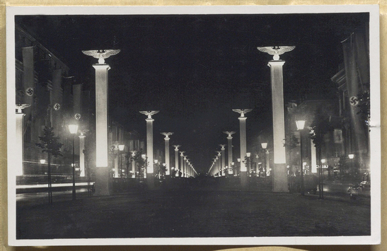 Vorschaubild Berlin: Unter den Linden in Festbeleuchtung, Postkarte Verlag Rudolf Pracht, versendet 1938